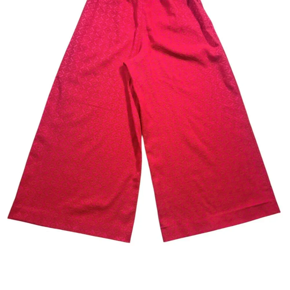 Ett Twa Anthropologie Women's Haley Strapless Jumpsuit Pink Belted Wide Leg US 6 - Picture 8 of 9